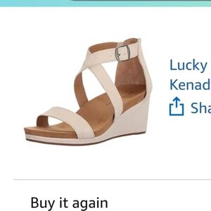 Lucky Brand Women's Kenadee Wedge Sandal, Sandshell, Size 6